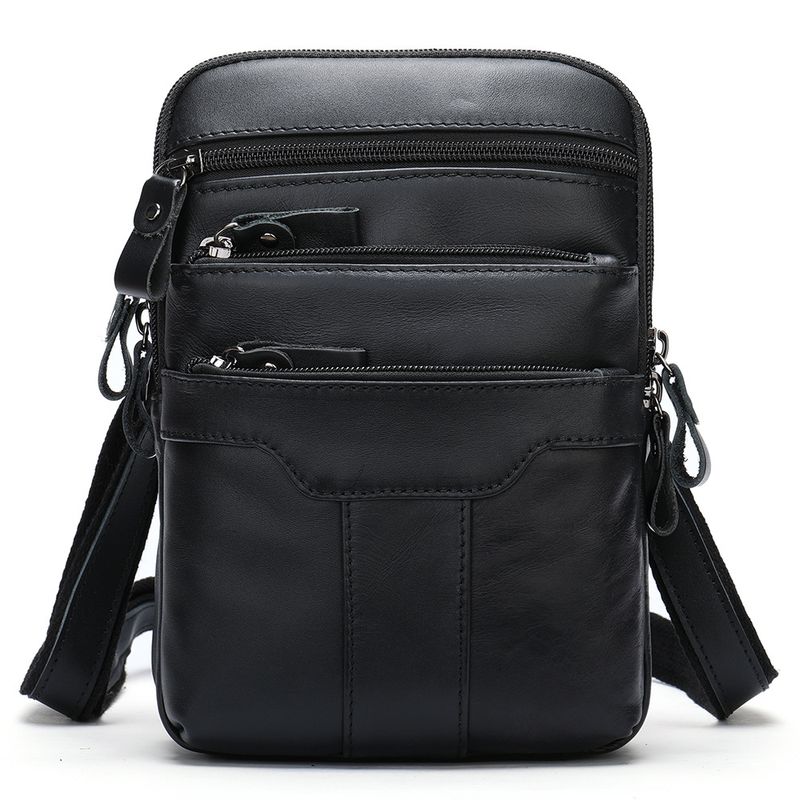 Echtes Leder Herrentasche Retro Mode Freizeitkleidung Gürtel Kleine Hängetasche Rindsleder Schultertasche Messenger Bag Herren Hüfttasche_voghion.com