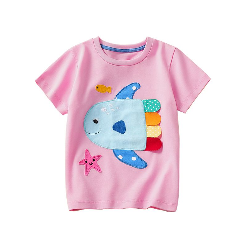 Mutter & Kinder Kinder Kurzarm 2025 Sommer Neue Frische Und Niedliche Druck Bequeme Beiläufige Lose Mädchen T-Shirt Kinder kleidung Großhandel_voghion.com