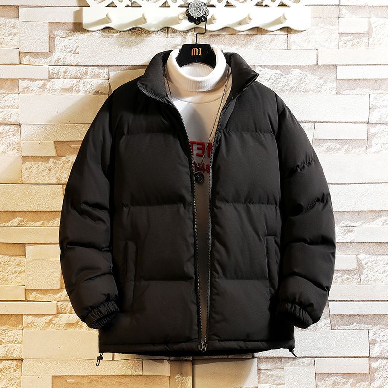 Men's Winter Fleece Lined Puffer Jacket With Stand-Up Collar, Thickened Warm Coat For Outdoor Activities, Unisex Thermal Parka ​​_voghion.com