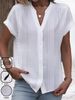 Hot Sale Summer Simple Casual V-neck Solid Color Shirt For Women_voghion.com