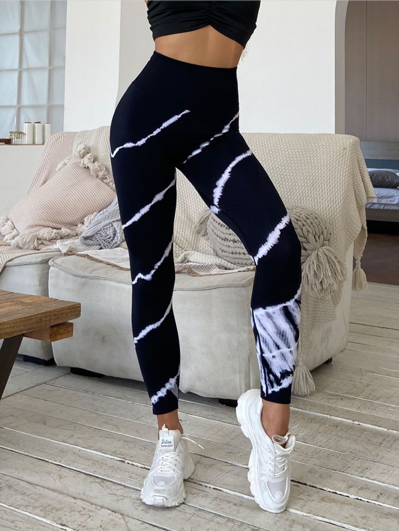 Damen-Yogahose mit hoher Taille, feuchtigkeitsableitend, schnell trocknend, atmungsaktiv, Batikhose, Sport-Leggings_voghion.com