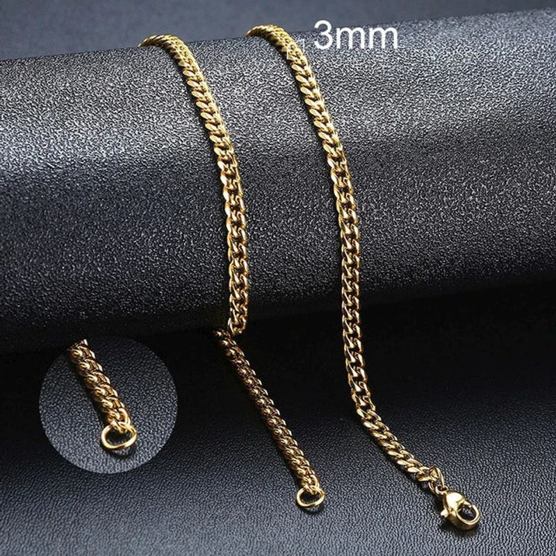 Necklaces Punk Stainless Steel Necklace For Men Women Gold Chain_voghion.com
