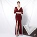 Women's Clothing Banquet Style Elegant Long Sleeves Sequinned Aura Queen Fishtail Evening Dress_voghion.com