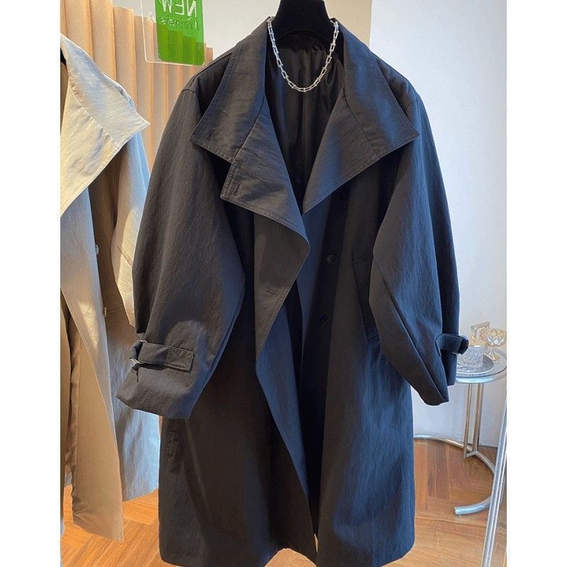 ​​Plus Size Elegant Stand Collar Trench Coat For Women – Oversized Casual Long Coat With Flutter Sleeves​ Women's Clothing_voghion.com