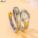 MISSFOX Orologio da donna a carica manuale, elegante e di alta qualità, con testa di serpente intarsiata in oro_voghion.com