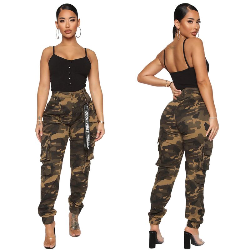 Abbigliamento da donna HSF7008 è specializzato in tute elastiche alla moda, comode e casual, mimetiche, con lacci alla caviglia_voghion.com