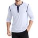 Herren Retro Henley Shirt – Langarm Colorblock Pullover mit 3-Knopf-Leiste (Weiß/Schwarz/Karmesinrot/Marineblau/Mehrfarbig, S-XXL)_voghion.com