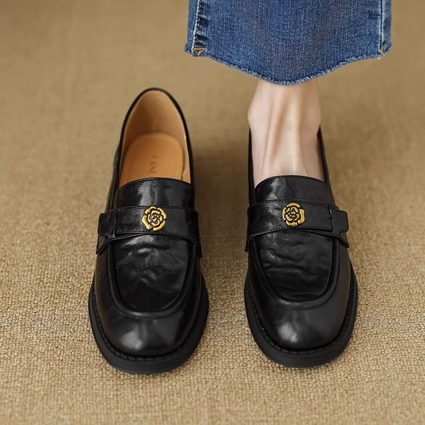 Loafer kleine Lederhalbschuhe für Damen_voghion.com