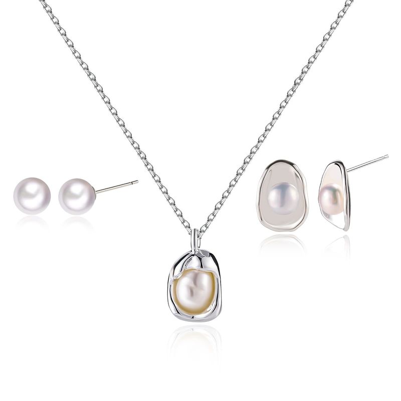 Set di gioielli con collana versatile alla moda, stile di lusso, orecchini in ottone placcato oro vero, design semplice e geometrico._voghion.com