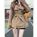 Advanced Khaki Short Windbreaker Jacket For Women, Small Stature, Autumn And Winter Spicy Girl Temperament, Waist_voghion.com