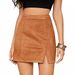 2024 Women's Suede Wrapped Hip Short With High Waist Zipper, Autumn And Winter Sexy A-line Solid Color Skirt_voghion.com
