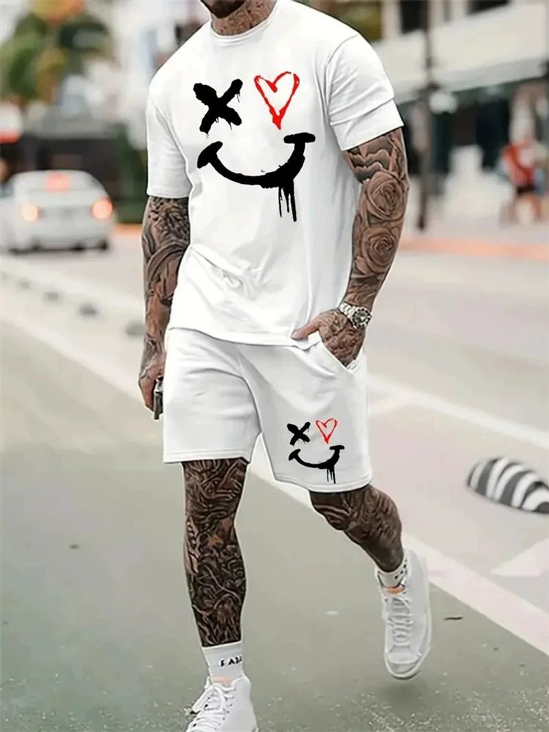 Men's Clothing Spring New Men's Short Sleeve Shorts Suit Fashion Brand Casual Suit 3D Printing Series Can Be Produced By Drawing_voghion.com