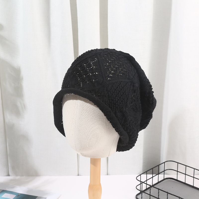Knitted Hollow Knitted Hat Autumn And Winter Thin Pile Hat Versatile Atmosphere Baotou Hat Japanese Big Head Circumference Basin Hat Women_voghion.com