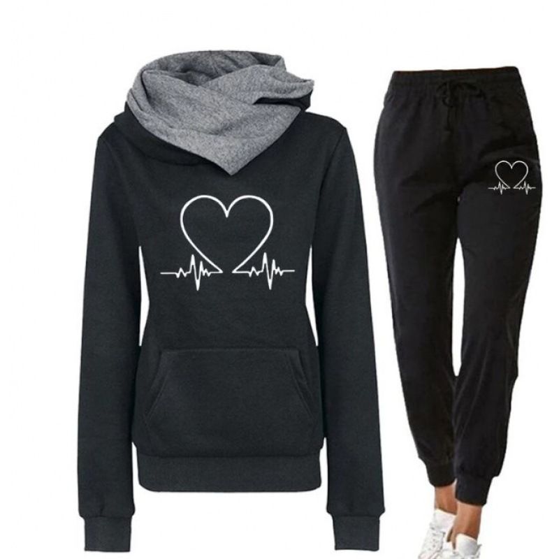 Ensemble à capuche imprimé pour femme, survêtement à capuche automne-hiver_voghion.com