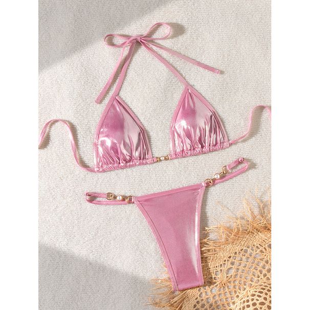Damenbekleidung Neue Sexy Shiny Pearl T String Bikini Badeanzug Bikini Set_voghion.com