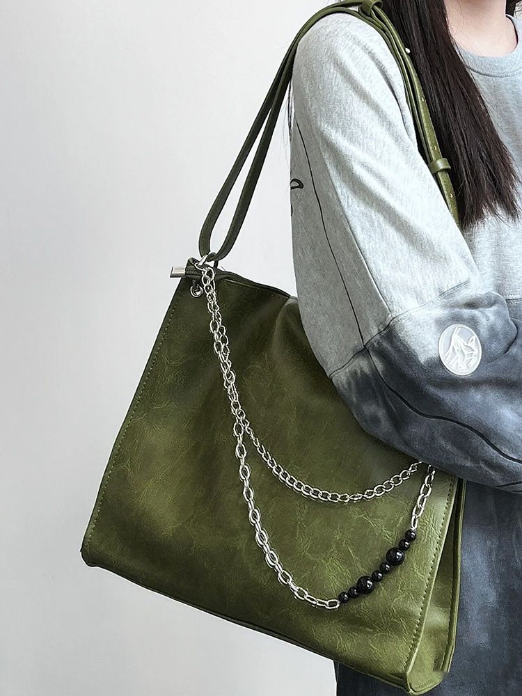 Simple and trendy French style 2024 new tote bag, niche, large capacity, women's versatile shoulder bag_voghion.com
