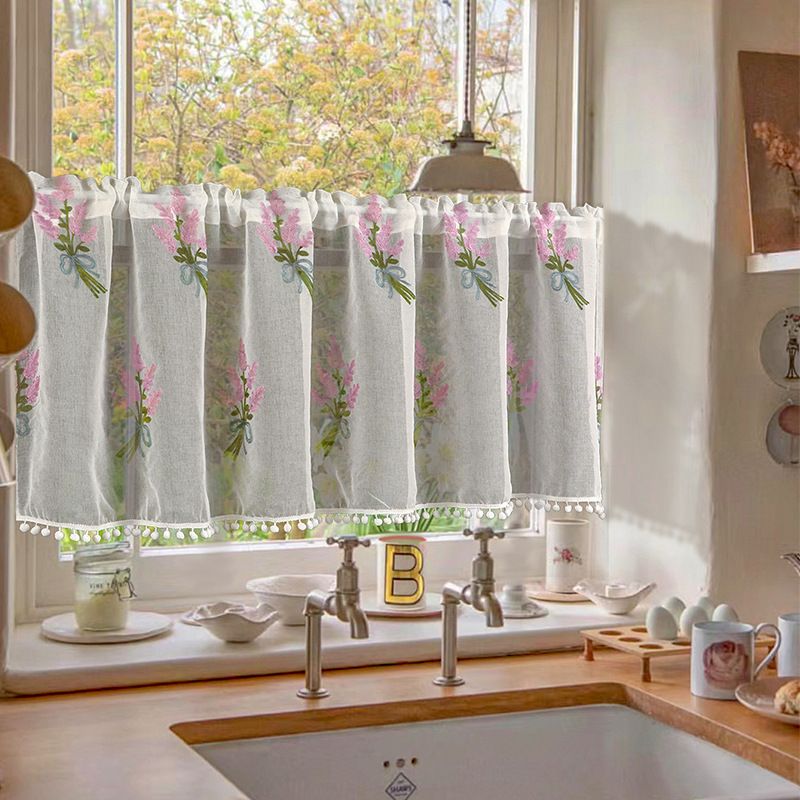 Türvorhang aus Baumwollmischung in Lavendel und Zitrone – Moderne Trennwand für Küche und Wohnzimmer (ohne Bohren, mit Spannstangentasche, 180 x 60 cm)​_voghion.com