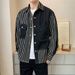 Cowboy Patchwork Gestreepte Lente Herfst Nieuwe Stijl Losse En Trendy Koreaanse Casual Veelzijdige Shirt Herenjas_voghion.com