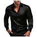 Camicia da uomo lucida, casual, sottile, a maniche lunghe, scorrevole, di alta qualità, con colletto alto, tinta unita, 2025_voghion.com