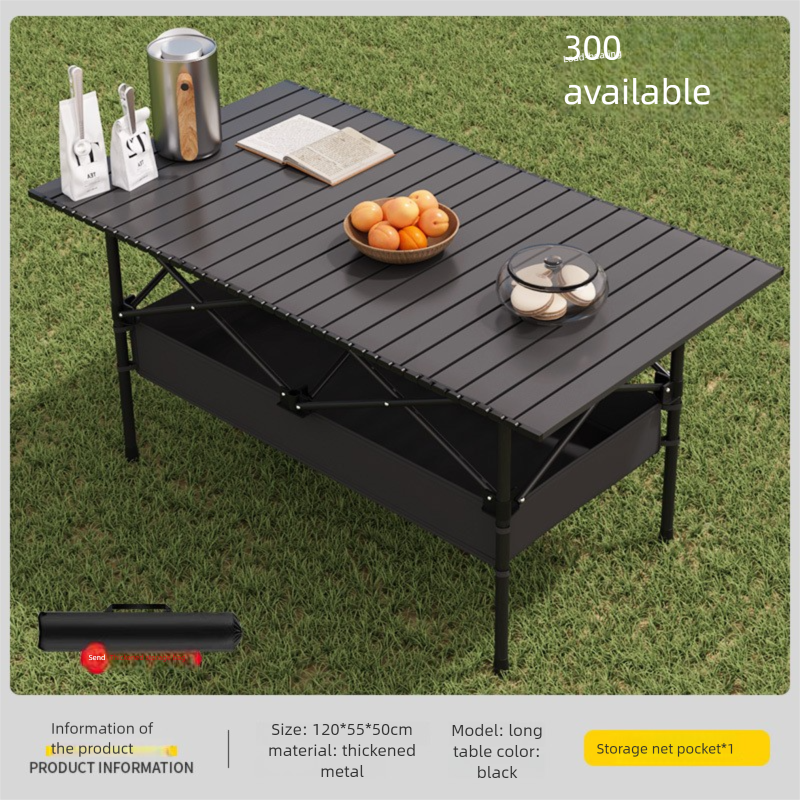 Outdoor Folding And Chair Board Portable Aluminum Alloy Ultra-light Picnic Table Egg Roll Camping Pack_voghion.com