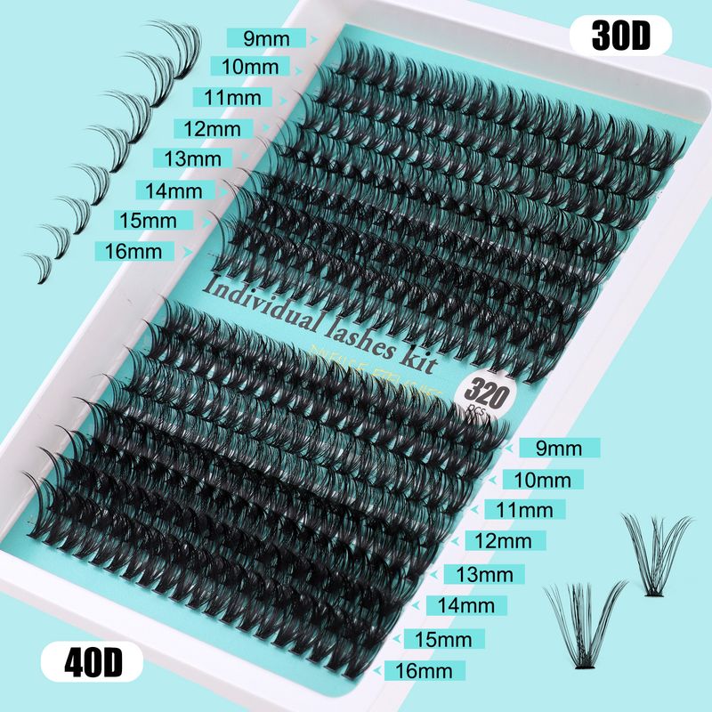 European And American 9-16mm D Curved False Set Large Capacity Dense Single Cluster DIY Eyelashes_voghion.com