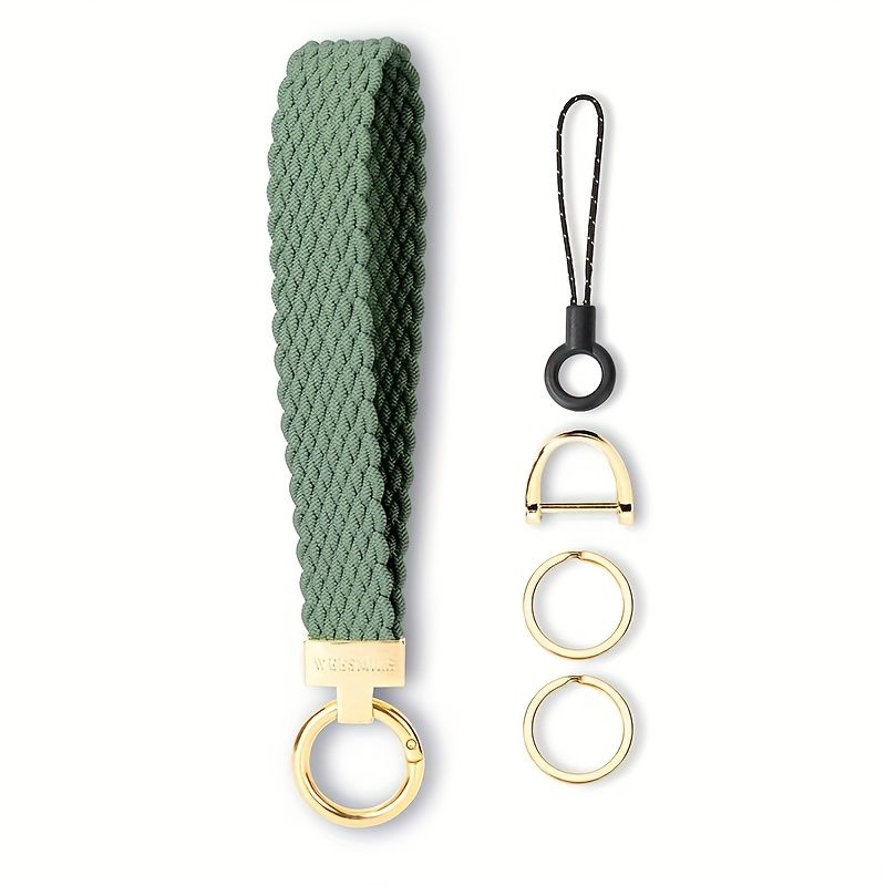 Keychain Wristband, Elastic Keychain For Car Keys, With 2 Keychains And D-ring, Cute Men's Wrist Strap_voghion.com