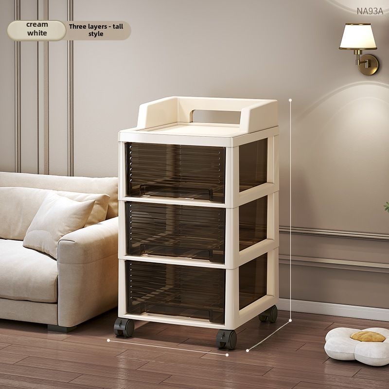 Comodino in plastica per ufficio, scaffale portaoggetti multistrato, mobile semplice e piccolo_voghion.com