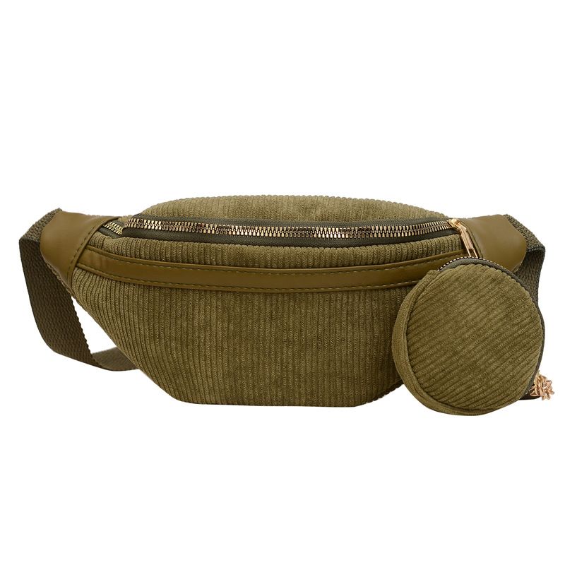 Texture Women's 2024 New Street Trend Canvas Striped Velvet Simple Casual One Shoulder Diagonal Straddle Bag_voghion.com