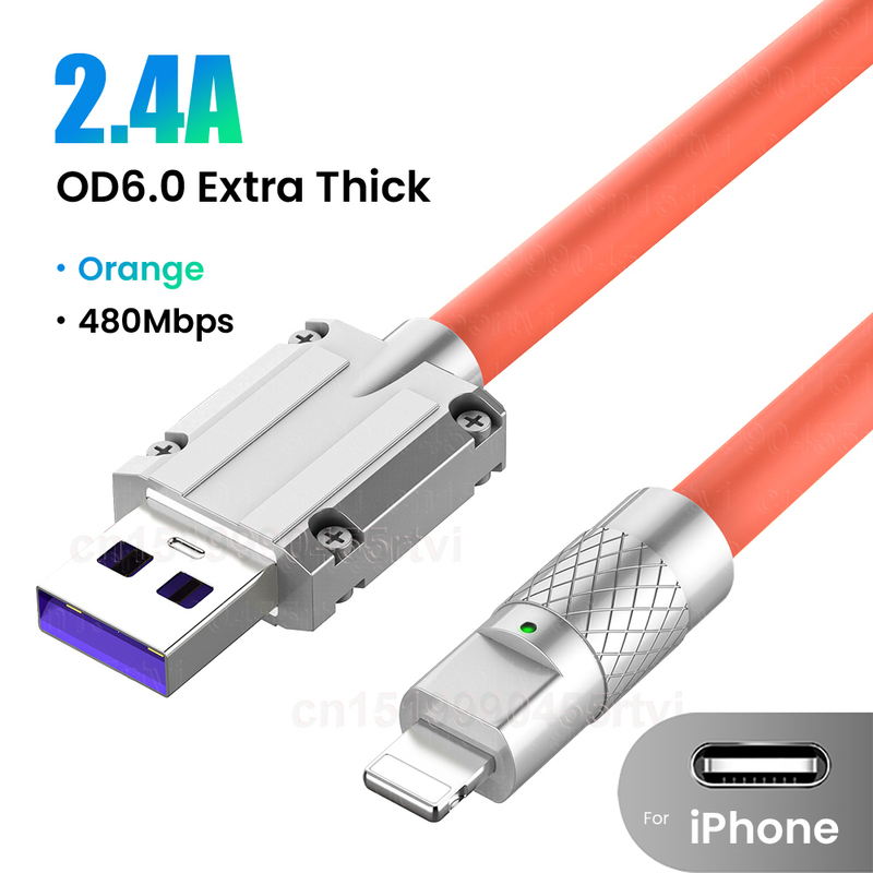 USB OD6.0 Charging Cable For iPhone 14 13 12 11 Pro Max XS 6s 7 8 Plus Extra Thick Soft TPE Phone Charger Cord_voghion.com