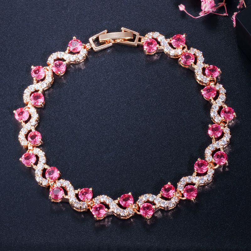 Bracciale versatile in rame ecologico con zirconi galvanizzati e delicati intarsiati con diamanti_voghion.com