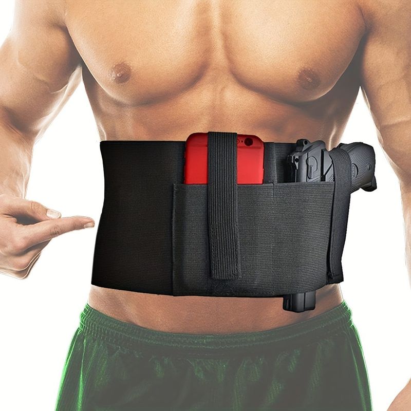 HEIßER Taktischer Bauchbandholster, verdecktes Tragen unter dem Hemd, elastischer Taillengürtelholster für Männer und Frauen, 37,4 Zoll – 5,12 Zoll_voghion.com