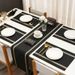 Ensemble de sets de table en PVC - Sets de table résistants à l'eau et à l'huile avec rayures jacquard (antidérapants, résistants à la chaleur, 45 x 30 cm et 180 x 30 cm)_voghion.com