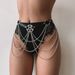 Fünfzackiger Stern Leder Sexy Körperkette Mehrschichtiger Kreuz Hohlquastengürtel TD-041_voghion.com