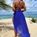 FiveHappy New Women's Sexy Solid Color Halter Strap Crossback Backless Deep V Waist Mesh Beach Swimsuits_voghion.com