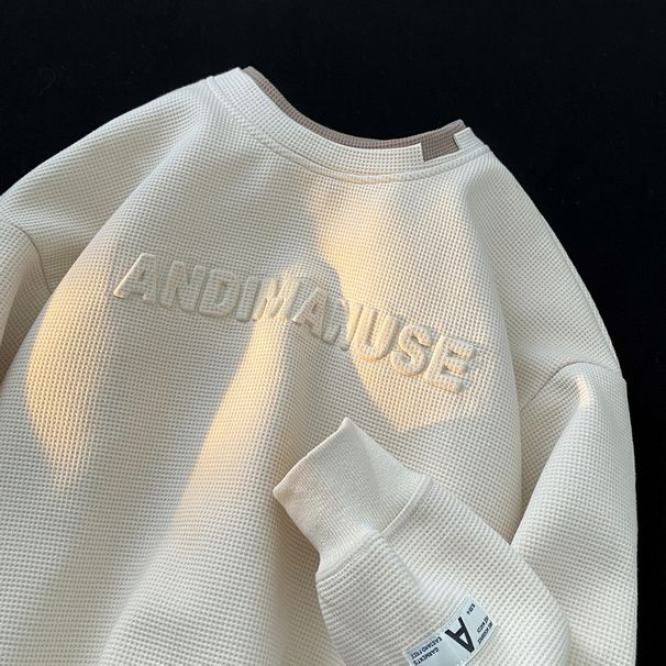 Męska bluza z kapturem w kolorze awokado w kolorze zielonym, męska, modna, dwuczęściowa, z długim rękawem, z okrągłym dekoltem i gofrowanym wzorem, oversize_voghion.com