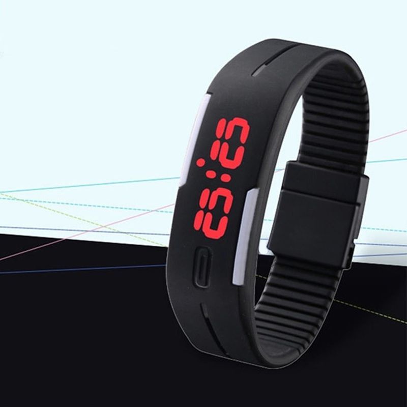 Hitech Fashion Men Women Silicone Red LED Digital Sports Bracelet Wrist Watch Gift_voghion.com