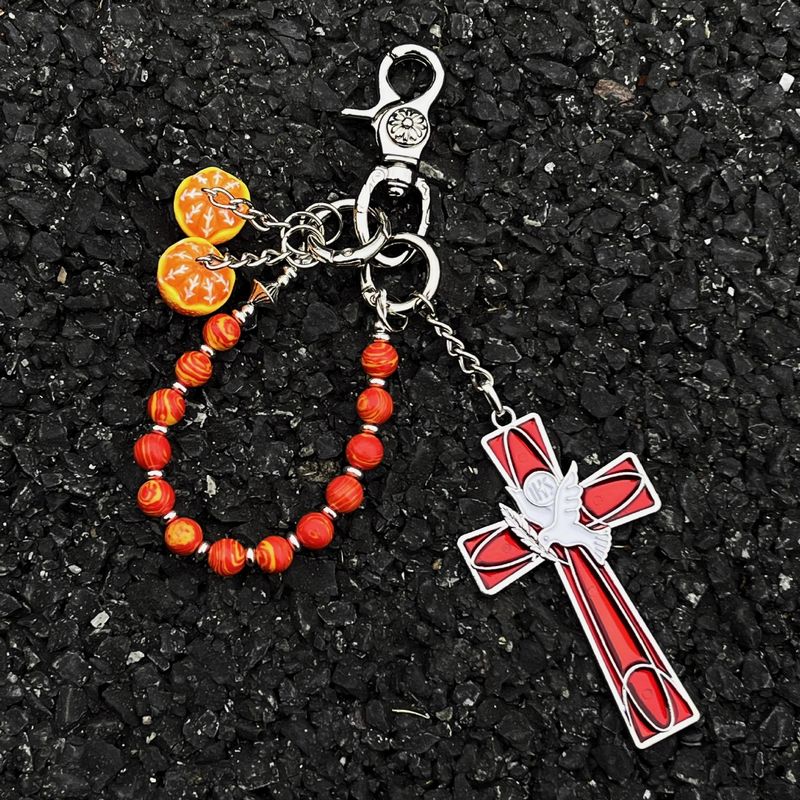 Porte-clés Cleanfit, pendentif de taille rouge orange, chaîne ample, style rétro américain vintage, haut de gamme_voghion.com