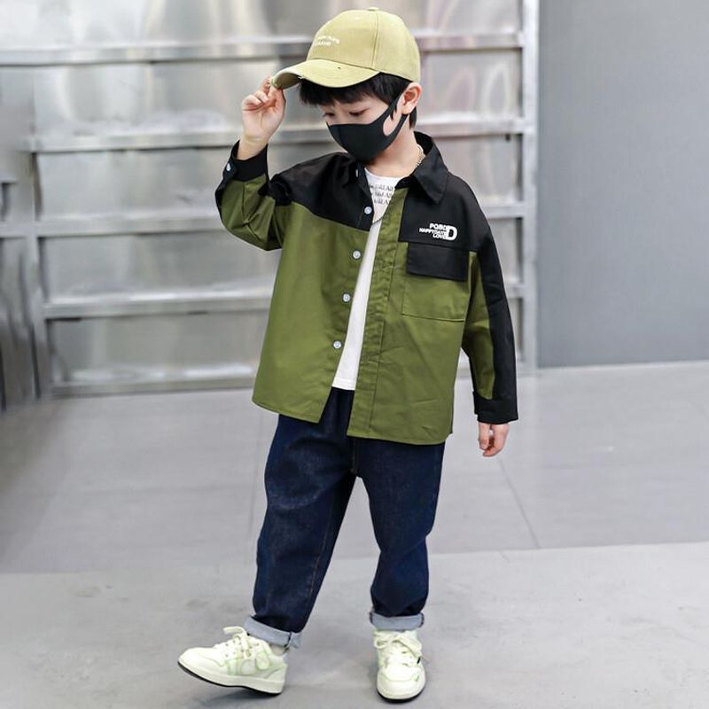 Children's clothing Boys Spring and Autumn D-Shape Shirts New Children's Versatile and Handsome Shirts Wholesale for Children's Versatile Tops_voghion.com