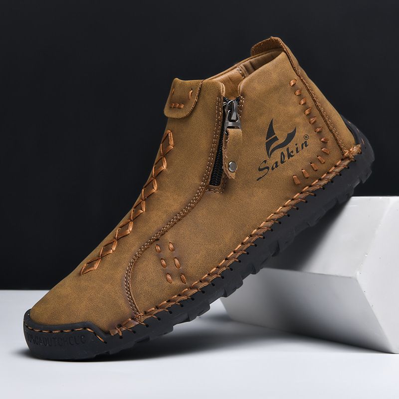 Bottes de travail décontractées pour hommes, style printemps-automne, grande taille, fermeture éclair, collection européenne chaude New Martin, fabriquées à la main, idéales pour l'extérieur._voghion.com