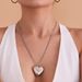 Square Sugar Heart-shaped Necklace With Fashionable Temperament, Titanium Steel Inlaid With Diamonds, Heart-shaped, Niche Long Sweater Chain_voghion.com