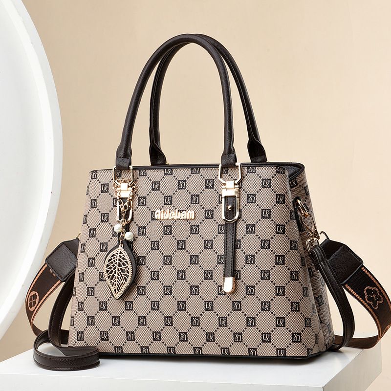 Bolso de gran capacidad con estampado de cuadros, estilo occidental, moderno y versátil._voghion.com