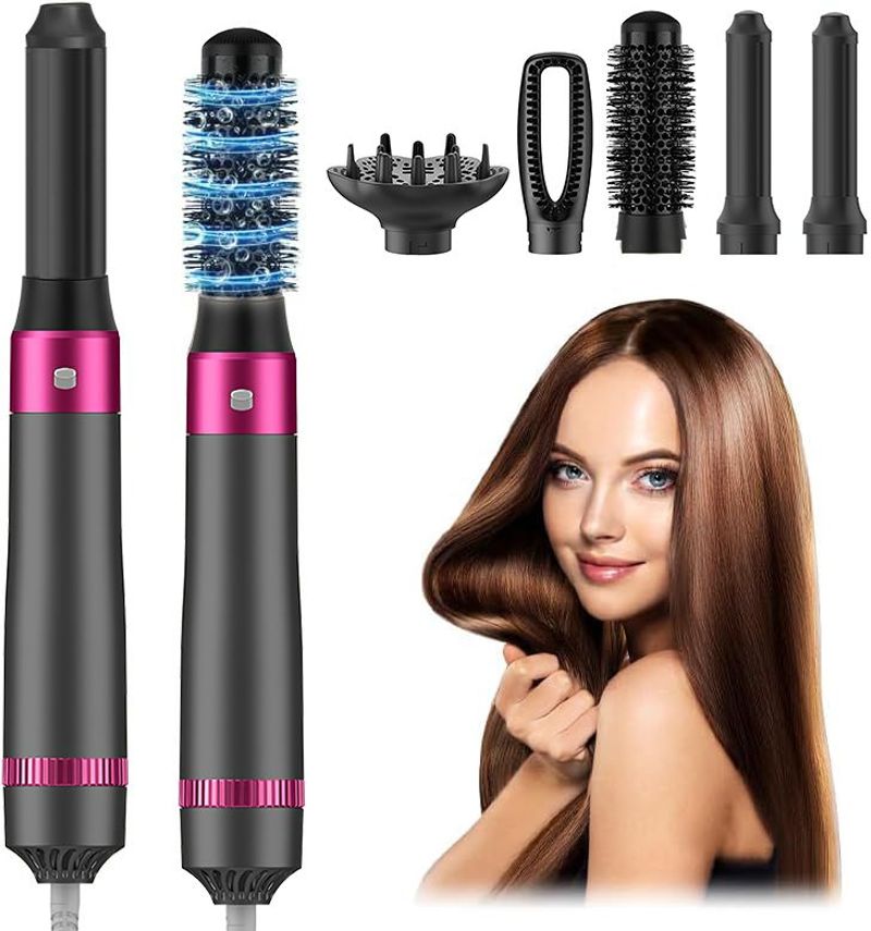 5 In 1 Hair Dryer Brush Kit, Blow Dryer Brush For Drying, Straightening, Volumizing, Curling And Styling Hair - 1000W - Gold_voghion.com