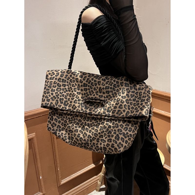 Borsa da donna alla moda, retrò, con stampa leopardata, grande capacità, borsa da viaggio in denim, borsa da palestra, tracolla_voghion.com