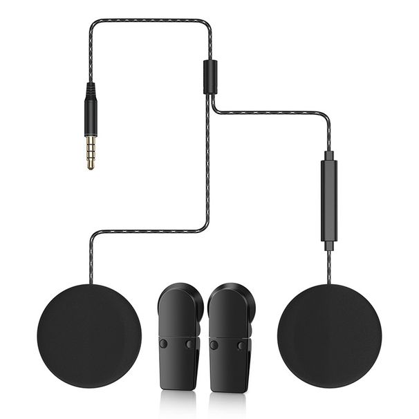Auricolare stereo per casco da moto con spina da 3,5 mm, doppi altoparlanti, auricolari intrecciati, auricolari con fascia piatta_voghion.com