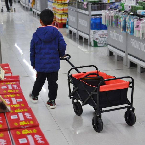 Mini carrello pieghevole da giardino, per la spesa e la spiaggia (nero+giallo)_voghion.com