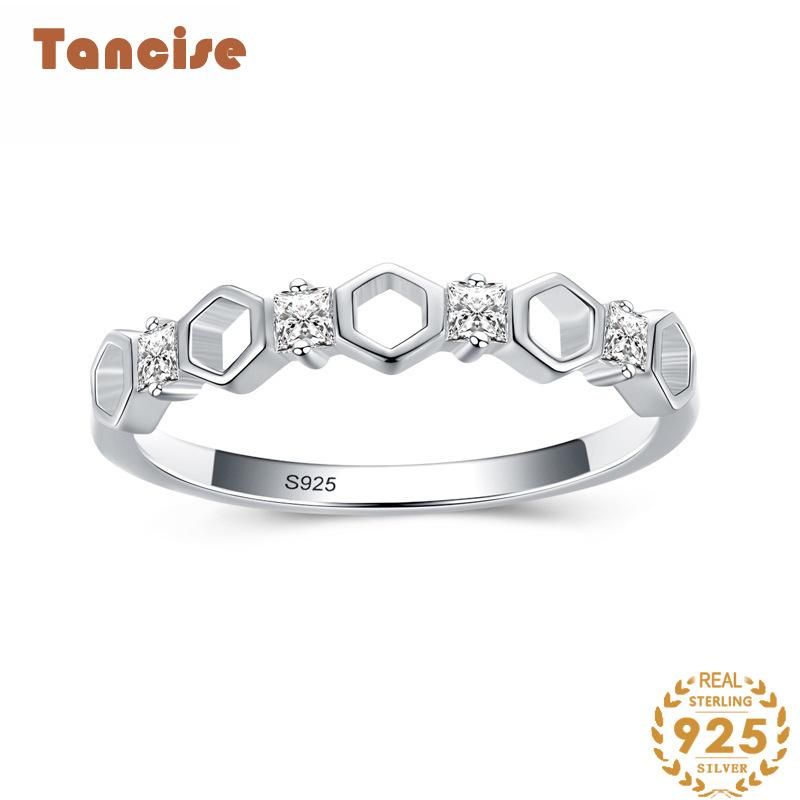  Tancise Classic Zircon Silver Ring Ladies Jewelry Wedding Promise Party Gift_voghion.com