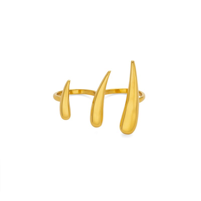 Anello doppio dito aperto regolabile unico in acciaio al titanio placcato oro vero INS_voghion.com