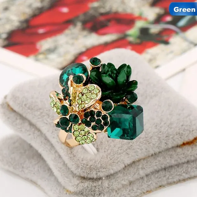 Heiße verkäufe 8 Farben Bunte Kristall Edelstein Verstellbare Öffnung Ringe Neue Mode Anti Allergische Harz Blume Ring für Frau Geschenk_voghion.com