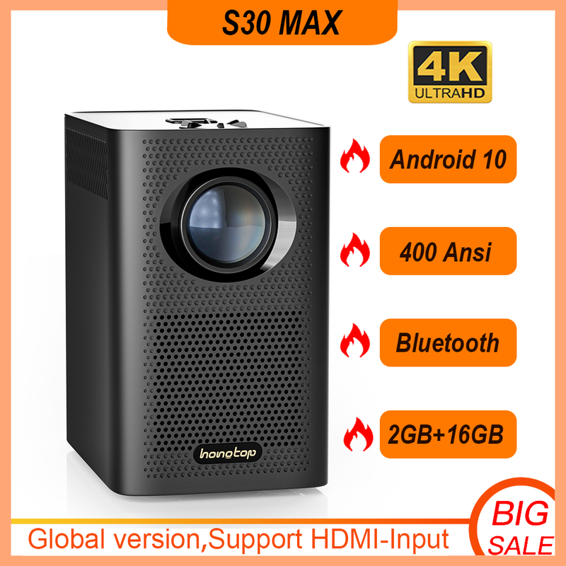 S30MAX Mini 4K LED BT WIFI Full HD 1080P Keystone Correction Portable Projector_voghion.com