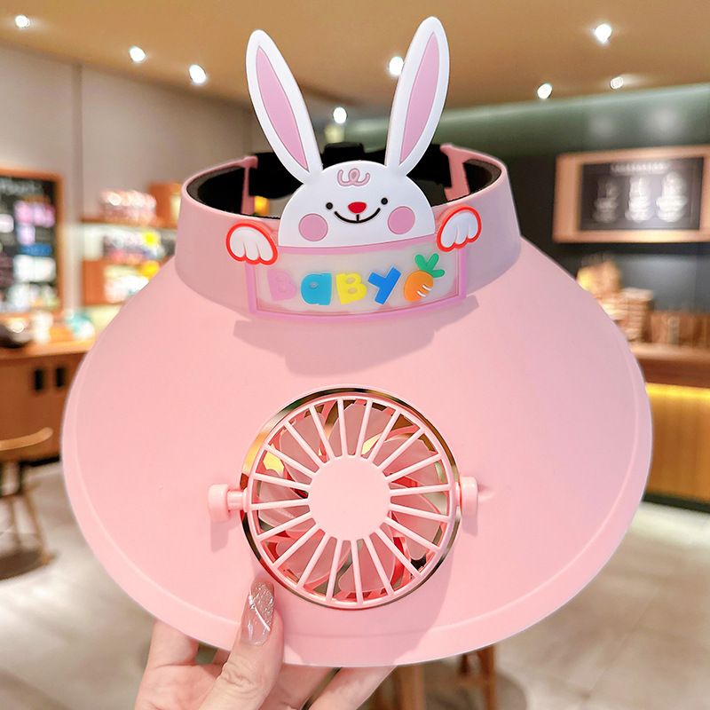 Kühlhut in Bonbonfarben für Kinder mit wiederaufladbarem USB-Ventilator - Sonnenschutz UPF50+ für den Außenbereich_voghion.com